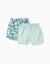 Lot de 2 shorts de bain unis/imprimés avec cordon de serrage Orange sombre+Vert foncé 4 - vertbaudet enfant 