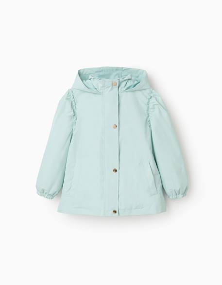 Coupe-vent à capuche et volants Bleu clair 1 - vertbaudet enfant 