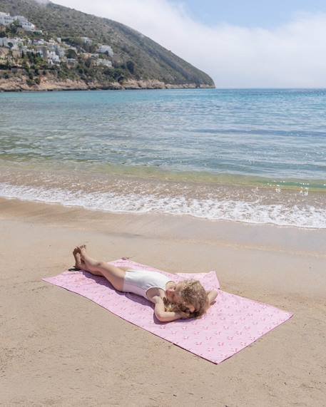 Serviette plage enfant  avec capuche microfibre Bleu+Rose 10 - vertbaudet enfant 