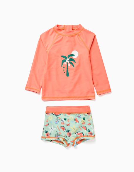 Ensemble de bain avec protection uv 40+ et motif Orange sombre 2 - vertbaudet enfant 