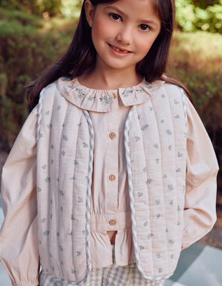 Gilet rembourré en coton à motif Vert clair 4 - vertbaudet enfant 