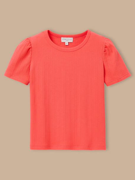 Fille-T-shirt, sous-pull-T-shirt à côtes  - coton biologique