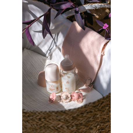 Biberon en verre avec tétine sx pro 240 ml débit s Beige neutre+Lapin rose+Lapin vert+Oisillons rose+Oisillons vert 10 - vertbaudet enfant 