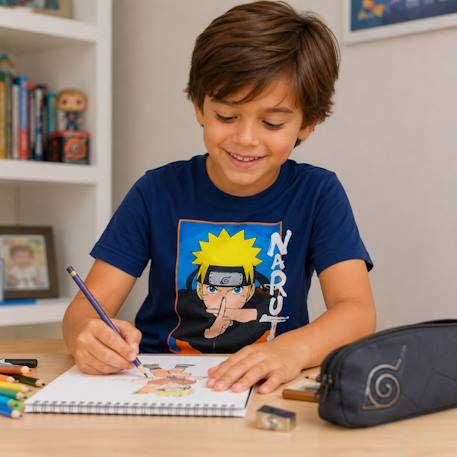 T-shirt enfant naruto Gris+Marine 7 - vertbaudet enfant 