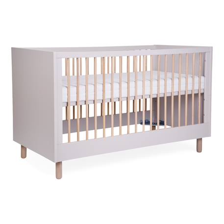 Lit bébé évolutif sommier à lattes à hauteur réglable 70x140cm Naturel+Noir+Terre argile 18 - vertbaudet enfant 
