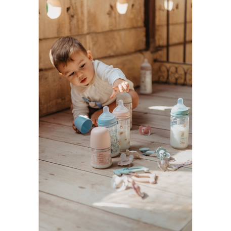Biberon en verre avec tétine sx pro 240 ml débit s Beige neutre+Lapin rose+Lapin vert+Oisillons rose+Oisillons vert 18 - vertbaudet enfant 