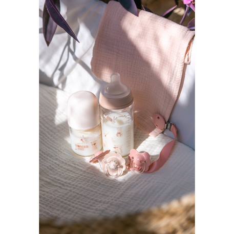 Biberon en verre avec tétine sx pro 240 ml débit s Beige neutre+Lapin rose+Lapin vert+Oisillons rose+Oisillons vert 8 - vertbaudet enfant 