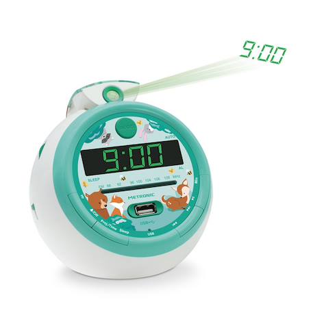 Radio-réveil fm usb projection avec alarme Cyan+Vert 3 - vertbaudet enfant 