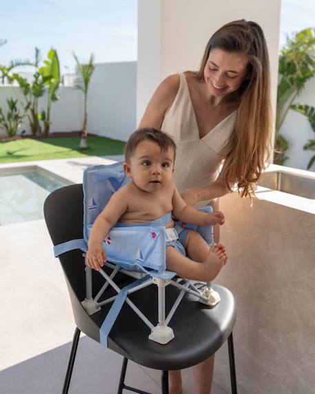 Chaise bebe pliable avec tablette portable Bleu+Rose 4 - vertbaudet enfant 