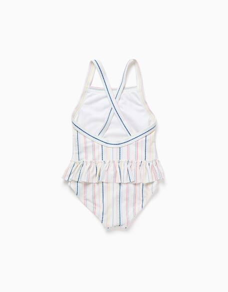 Maillot de bain à rayures ethniques et volants b&s Blanc 3 - vertbaudet enfant 