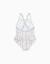 Maillot de bain à rayures ethniques et volants b&s Blanc 3 - vertbaudet enfant 