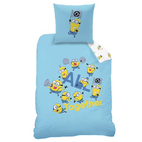 Parure de lit enfant 140x200, 100% coton, les minions Bleu 3 - vertbaudet enfant 