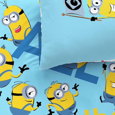 Parure de lit enfant 140x200, 100% coton, les minions Bleu 2 - vertbaudet enfant 