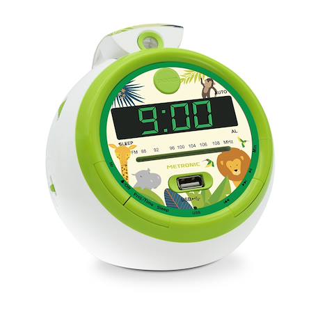 Radio-réveil fm usb projection avec alarme Cyan+Vert 7 - vertbaudet enfant 