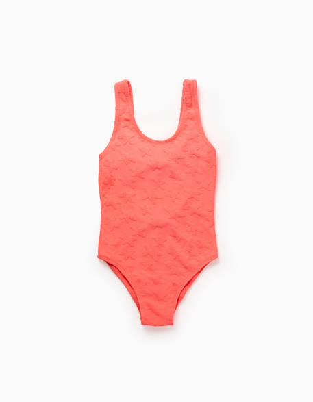 Maillot de bain avec motif d'étoiles en bouclé Corail clair 2 - vertbaudet enfant 