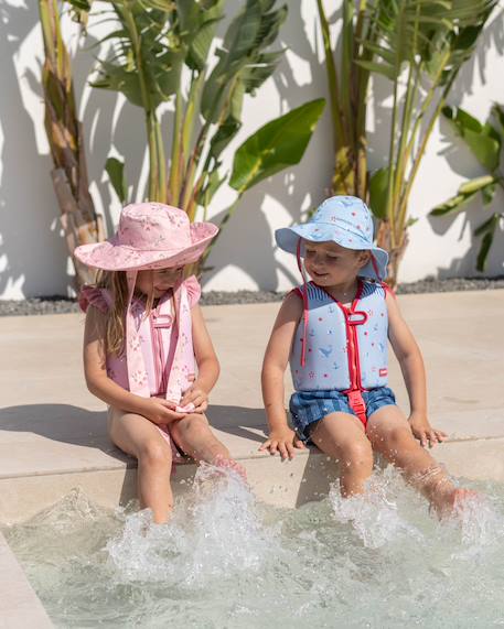 Chapeau enfant en coton protection soleil Rose+Violet 2 - vertbaudet enfant 