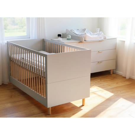 Lit bébé évolutif sommier à lattes à hauteur réglable 70x140cm Naturel+Noir+Terre argile 14 - vertbaudet enfant 