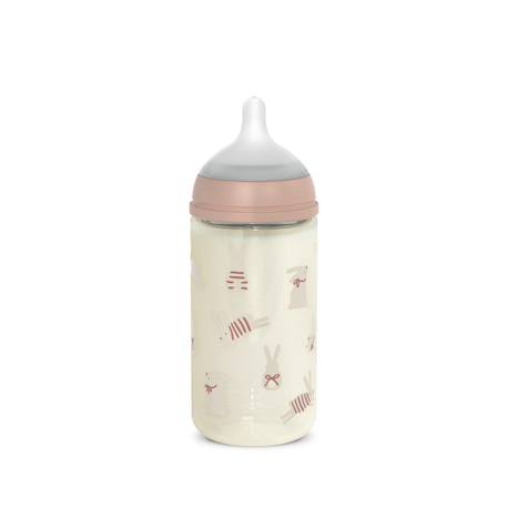 Biberon en verre avec tétine sx pro 240 ml débit s Beige neutre+Lapin rose+Lapin vert+Oisillons rose+Oisillons vert 9 - vertbaudet enfant 