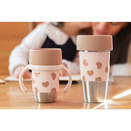Set 2 tasses d'apprentissage 360° en inox click & drink Grand amour 2 - vertbaudet enfant 