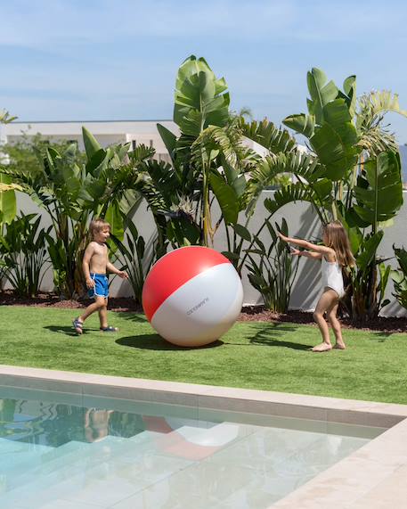 Balle gonflable enfant pour plage et piscine Bleu+Multicolore+Rose 9 - vertbaudet enfant 