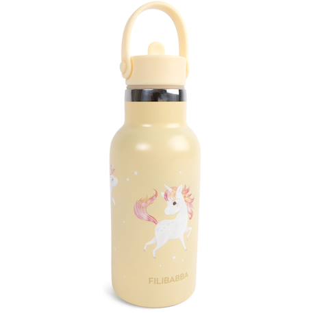 Gourde en acier inoxydable la plage des licornes (350 ml) Jaune, rose, blanc 2 - vertbaudet enfant 