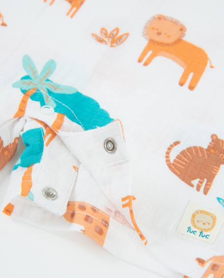 Salopette en tricot pour nouveau-né avec motif animaux Blanc 4 - vertbaudet enfant 