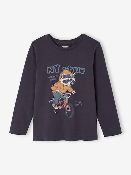 T-shirt manches longues garçon blanc chiné+bordeaux+gris ardoise 8 - vertbaudet enfant 