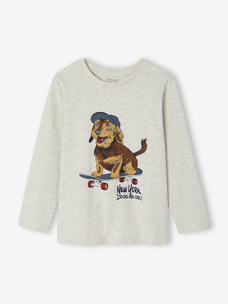 T-shirt manches longues garçon blanc chiné+bordeaux+gris ardoise 1 - vertbaudet enfant 