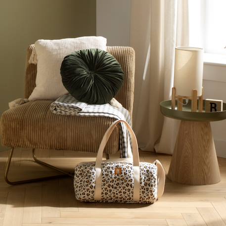 Sac bowling en gaze de coton léopard Ecru/noir+Ecru/rose 1 - vertbaudet enfant 