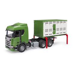 Jouet-Jeux d'imagination-Véhicules, garages, circuits et trains-Camion de transport d'animaux scania super 560r avec 1 bœuf