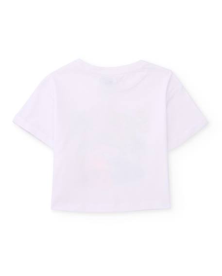 T-shirt fille en maille au design tropical Blanc 2 - vertbaudet enfant 