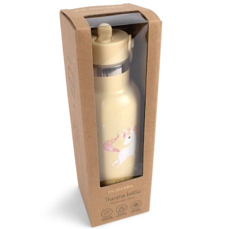 Gourde en acier inoxydable la plage des licornes (350 ml) Jaune, rose, blanc 4 - vertbaudet enfant 