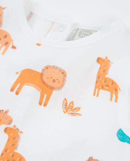 Salopette en tricot pour nouveau-né avec motif animaux Blanc 3 - vertbaudet enfant 