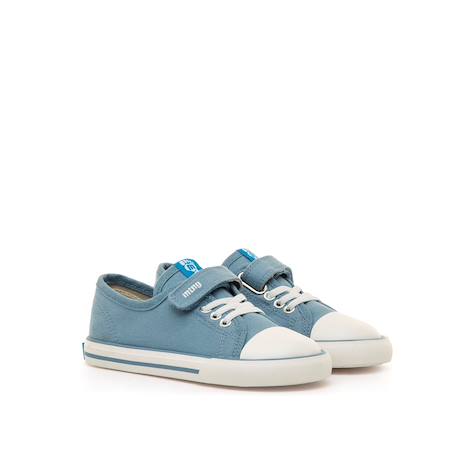 Sneakers garçon fermeture à lacets + scratch Bleu ciel+Blue marine+Noir - Bleu+White 4 - vertbaudet enfant 