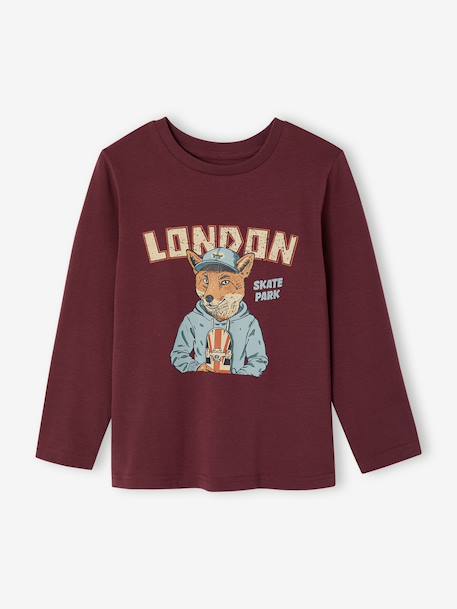 T-shirt manches longues garçon blanc chiné+bordeaux+gris ardoise 4 - vertbaudet enfant 