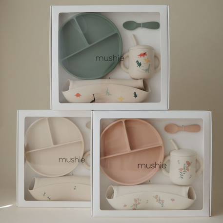 Coffret repas en silicone (4 pièces) Ecru, noir , jaune+Ecru, rose+Ecru, vert 3 - vertbaudet enfant 