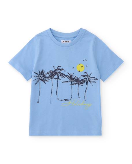 Garçon-T-shirt garçon en maille avec motif de palmiers sur le devant