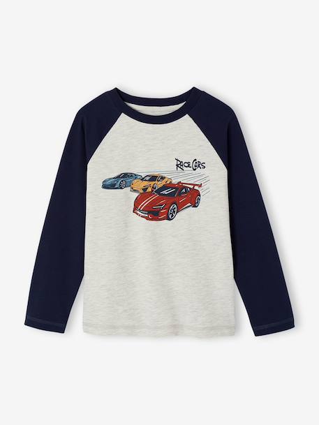 T-shirt manches longues garçon marine+ocre+vert 1 - vertbaudet enfant 