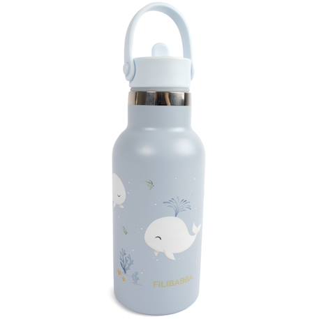 Gourde en acier inoxydable les contes de christian la baleine (350 ml) Bleu, blanc 2 - vertbaudet enfant 