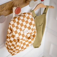 -Sac à dos maternelle en coton imprimé damier