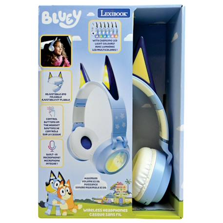 Casque lumineux pliable bluetooth et filaire bluey avec limitation du volume MULTICOLORE 3 - vertbaudet enfant 