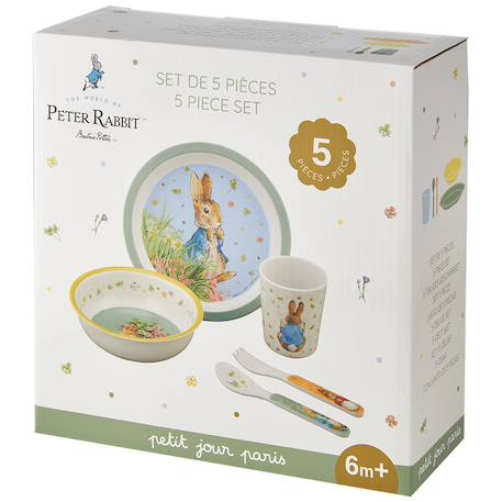 Set repas enfant Pierre Lapin 5 pièces Multicolore 4 - vertbaudet enfant 