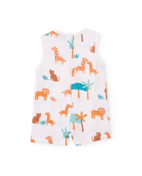 Salopette en tricot pour nouveau-né avec motif animaux Blanc 2 - vertbaudet enfant 