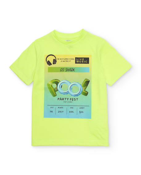 T-shirt garçon en maille avec motif sur le devant Jaune 1 - vertbaudet enfant 