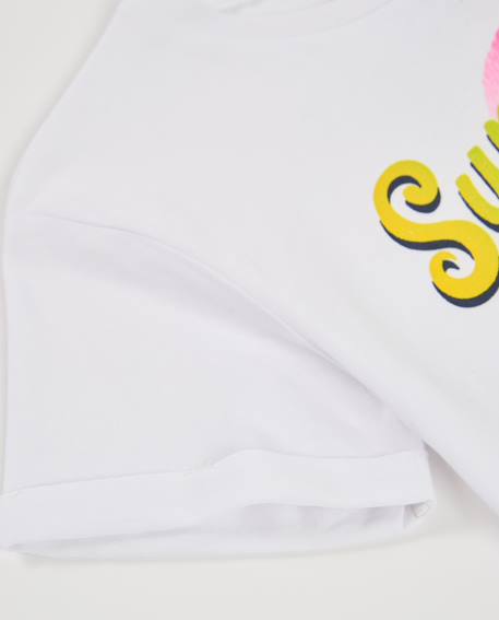 T-shirt fille en maille au design tropical Blanc 4 - vertbaudet enfant 
