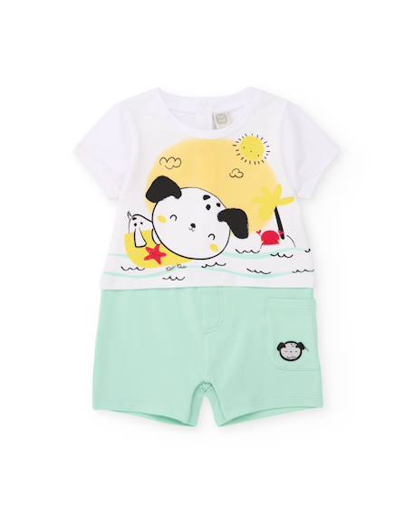 Barboteuse en tricot pour nouveau-né avec détail brodé Blanc 1 - vertbaudet enfant 