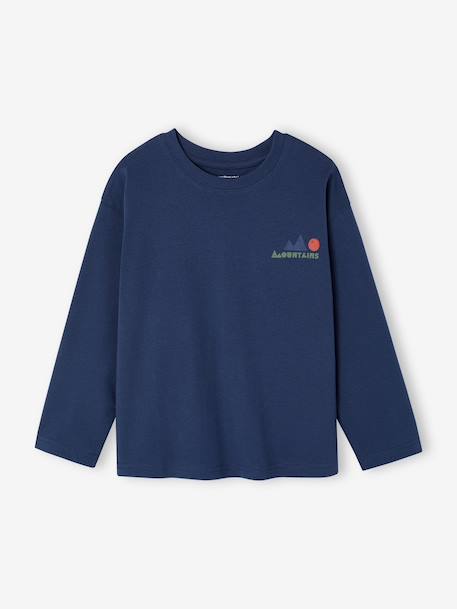 T-shirt manches longues garçon bleu océan+ocre 2 - vertbaudet enfant 