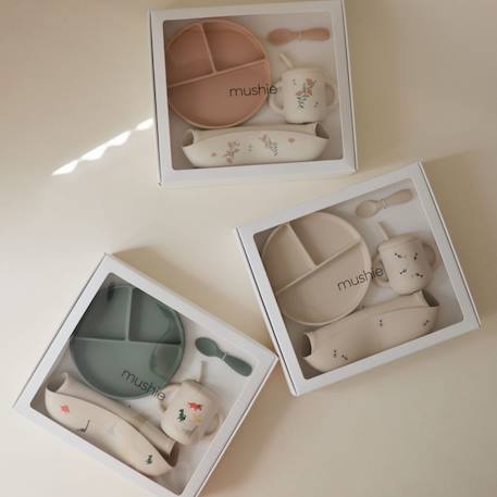 Coffret repas en silicone (4 pièces) Ecru, noir , jaune+Ecru, rose+Ecru, vert 7 - vertbaudet enfant 