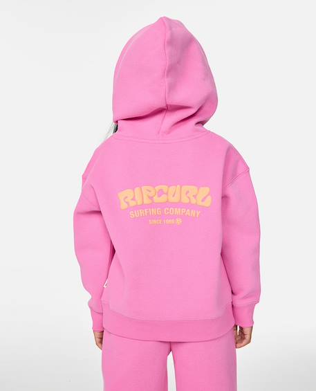 Sweat à capuche fille heritage surf puff Super pink 2 - vertbaudet enfant 