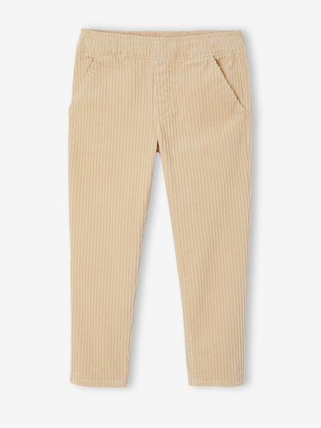 Pantalon en velours côtelé garçon facile à enfiler beige+bleu ardoise+marine 6 - vertbaudet enfant 